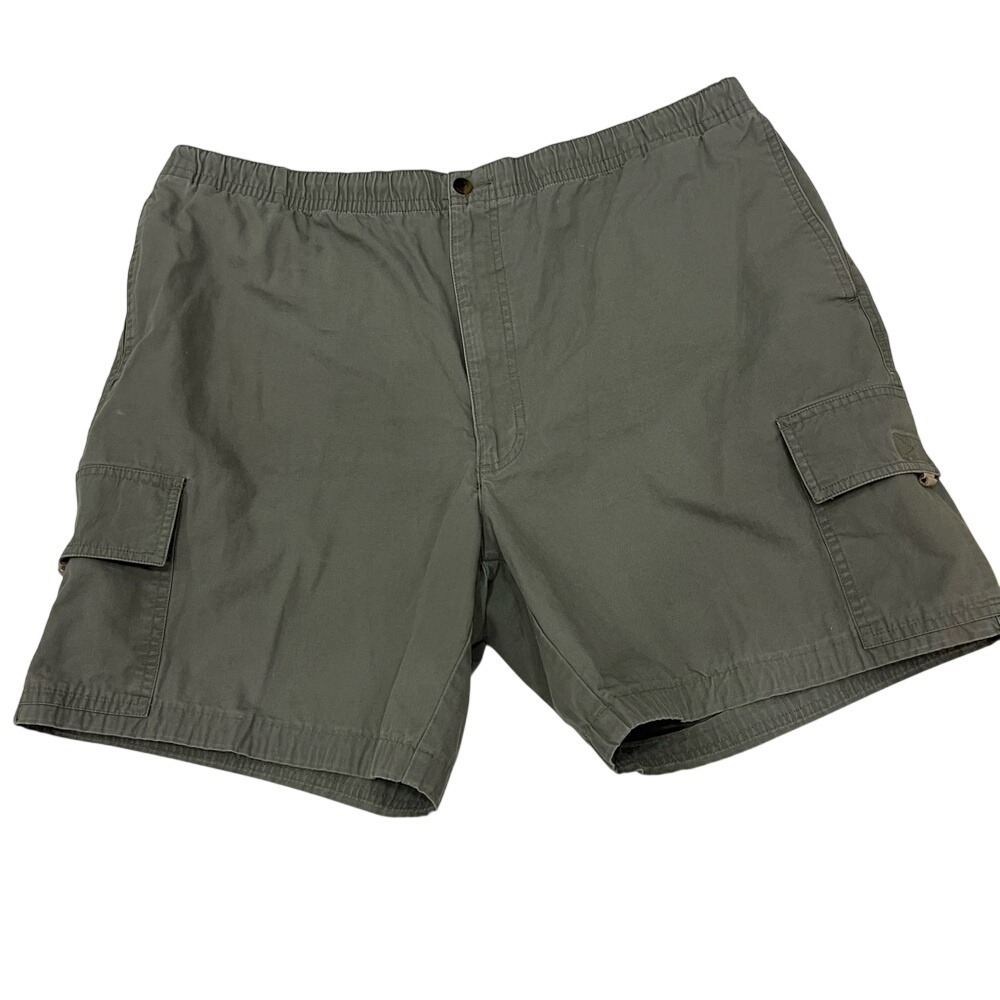 Haggar Cargo Shorts Mens 40 Olive Green Good Elastic Waist 100% Cotton
